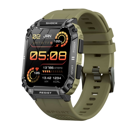 

HAMTOD T3 1.95 inch Three Defenses Sport Smart Watch, Support BT Call / Sport Modes / Sleep / Heart Rate / Blood Oxygen / Blood Pressure Monitoring(Army Green)