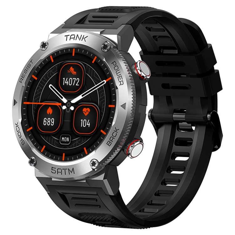 

KOSPET TANK T1 1.32 inch Screen 5ATM & IP69K Waterproof Smart Watch, Support Bluetooth, Heart Rate Monitor, Blood Oxygen Monitor, Sleep Monitoring(Silver)