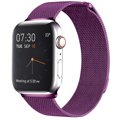 

Milanese Loop Magnetic Stainless Steel Watch Band for Apple Watch Series 7 41mm / 6 & SE & 5 & 4 40mm / 3 & 2 & 1 38mm(Purple)