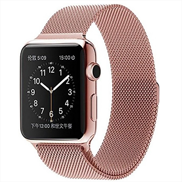 

Milanese Loop Magnetic Stainless Steel Watch Band for Apple Watch Series 7 45mm / 6 & SE & 5 & 4 44mm / 3 & 2 & 1 42mm(Rose Pink)