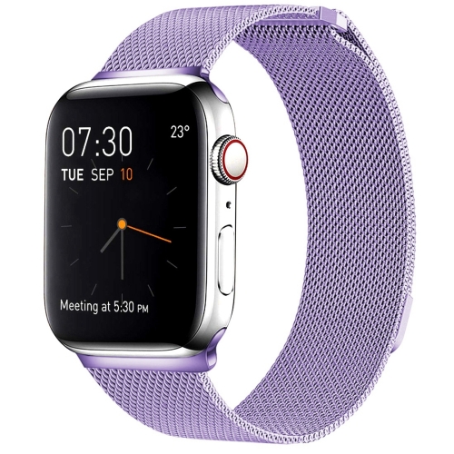 

Milanese Loop Magnetic Stainless Steel Watch Band for Apple Watch Ultra 49mm / Series 8&7 45mm / SE 2&6&SE&5&4 44mm / 3&2&1 42mm(Light Purple)