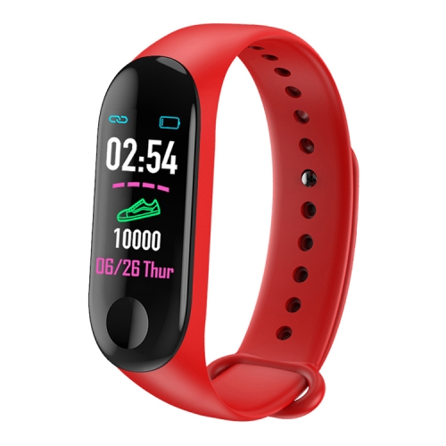 

M3 0.96 inches TFT Color Screen Smart Bracelet IP67 Waterproof, Support Call Reminder /Heart Rate Monitoring /Blood Pressure Monitoring /Sleep Monitoring /Weather Forecast (Red)