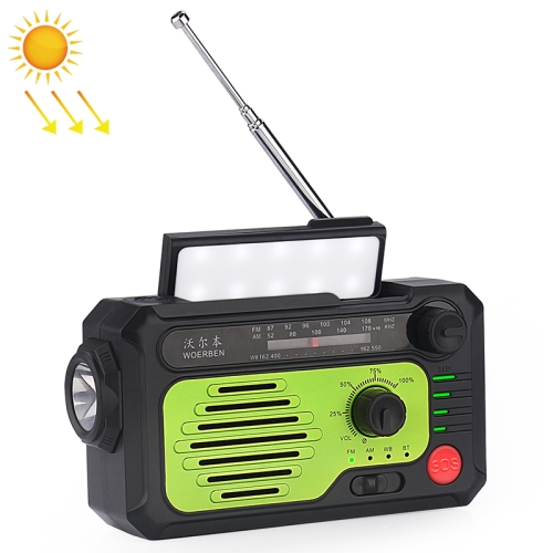 

KK-228 Multifunctional Solar Power Hand Generator Radio Outdoor Emergency Disaster Prevention(Black+green)