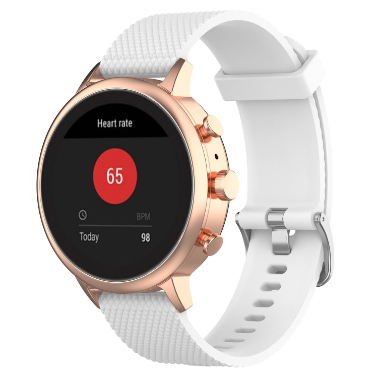 

18mm Texture Silicone Wrist Strap Watch Band for Fossil Female Sport / Charter HR / Gen 4 Q Venture HR (White)