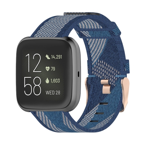 

23mm Stripe Weave Nylon Wrist Strap Watch Band for Fitbit Versa 2, Fitbit Versa, Fitbit Versa Lite, Fitbit Blaze(Blue)