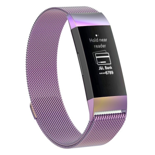 

Stainless Steel Magnet Watch Band for FITBIT Charge 3, Size:Small, 187x18mm(Colorful Light)