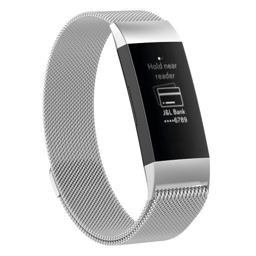 

Stainless Steel Magnet Watch Band for FITBIT Charge 3, Size:Small, 187x18mm(Silver)