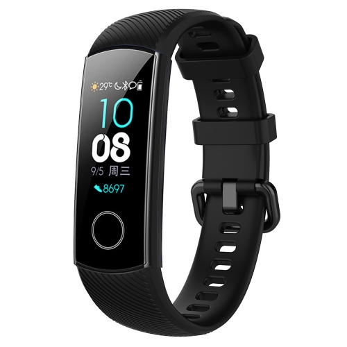Smart Watch Silicone Watch Band for Huawei Honor Band 4 / Band 5(Black)