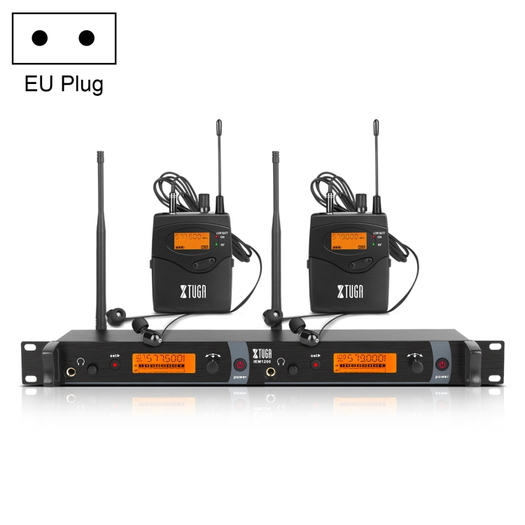 

IEM1200 Wireless Transmitter 2 Bodypack Stage Singer In-Ear Monitor System(EU Plug)