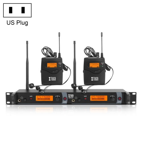 

XTUGA IEM1200 Wireless Transmitter 2 Bodypack Stage Singer In-Ear Monitor System(US Plug)