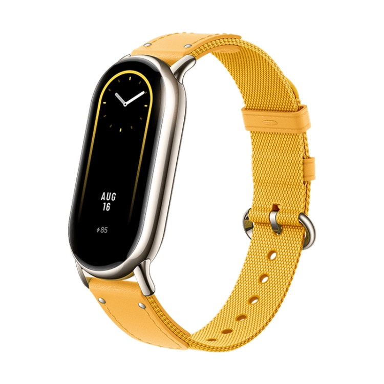 

Original For Xiaomi Mi Band 8 Nylon Braided + Leather Watch Band(Yellow)