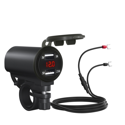

ZH-771B3 Car / Motorcycle 3.1A Dual USB Port Car Charger + Voltmeter(Red Light)