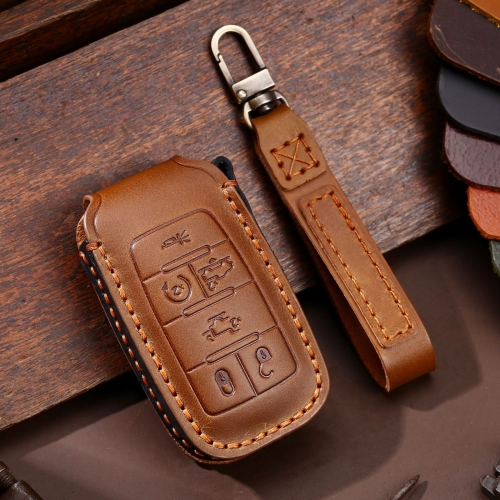 

For Dodge Ram 6-button C163 Car Key Leather Protective Case (Brown)