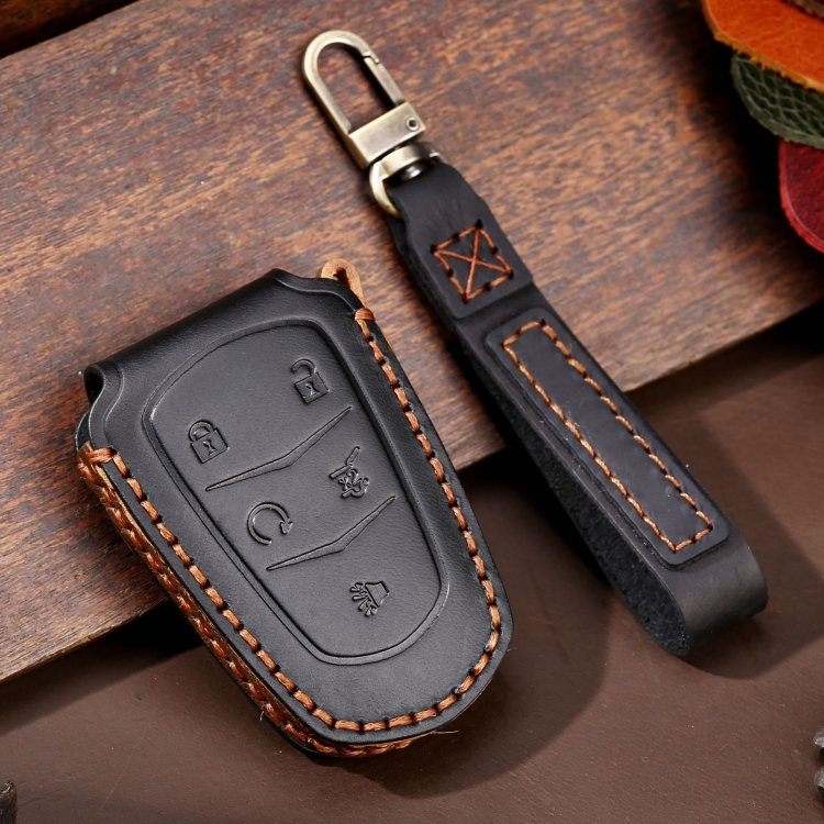

For Cadillac / CT5 / CT6 / XT6 5-button C087 Car Key Leather Protective Case (Black)