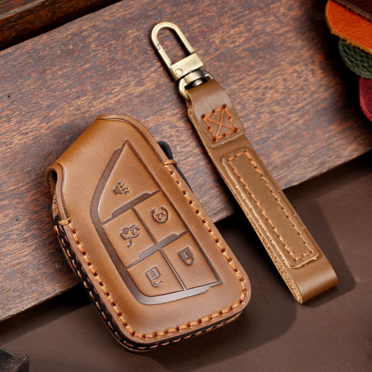 

For Cadillac / CT5 / CT6 / XT6 C088 Car Key Leather Protective Case (Brown)