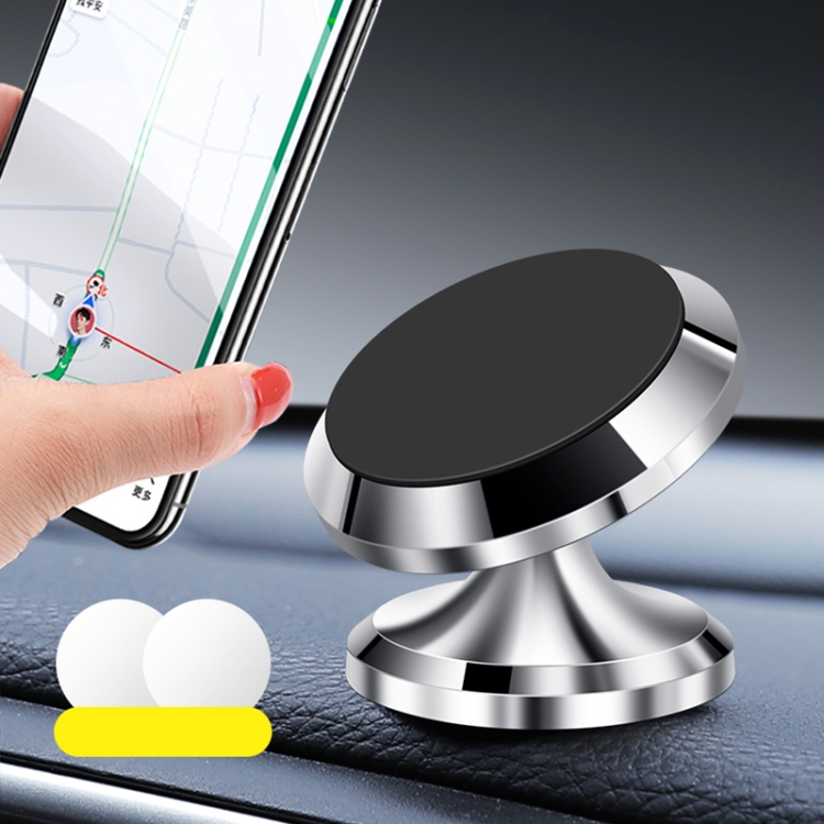 

F19 Car Magnetic Phone Holder 360 Degree Rotating Metal Phone Navigation Holder (Silver)