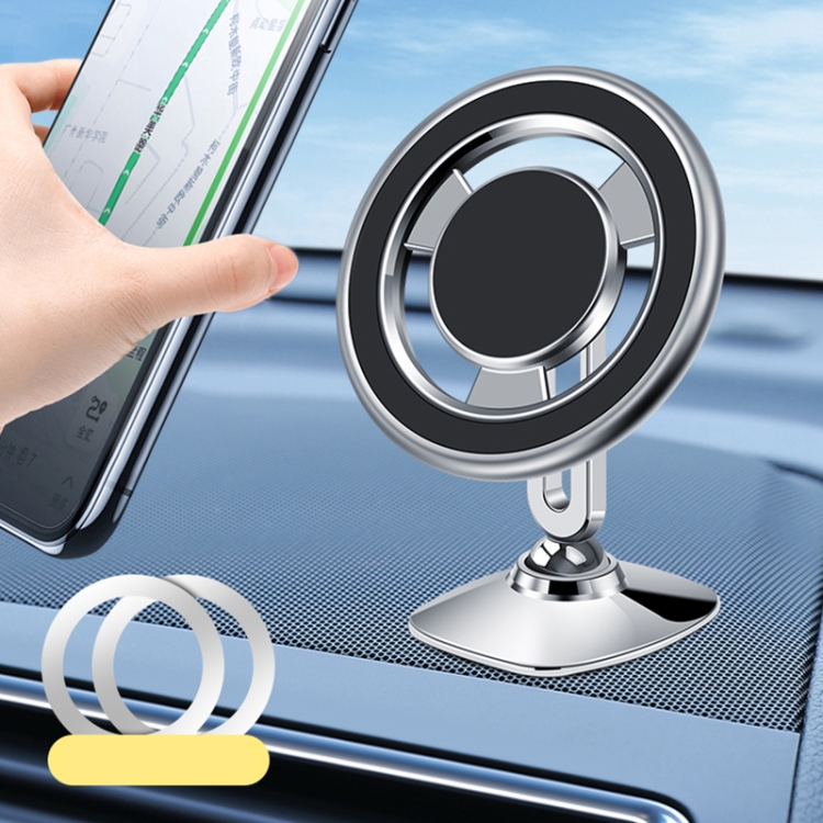 

F98 360-degree Rotating Metal Car Magnetic Suction Mobile Phone Navigation Bracket (Silver)