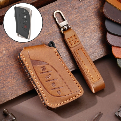 

For Lexus 4-button Car Cowhide Leather Key Protective Cover Key Case(Brown)