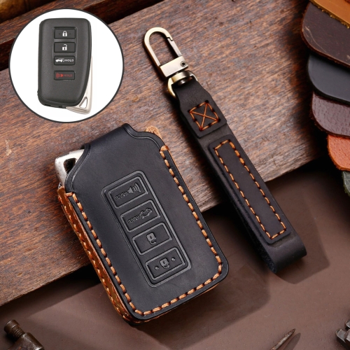 

For Lexus 4-button Hallmo Car Cowhide Leather Key Protective Cover Key Case(Black)