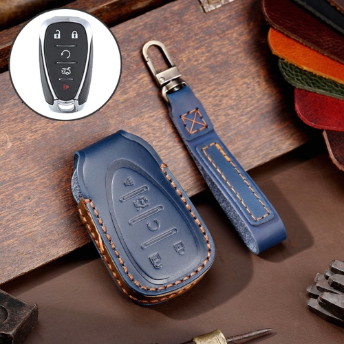 Pour Chevrolet 5 boutons Hallmo voiture cuir de vachette clé housse de  protection étui à clés (