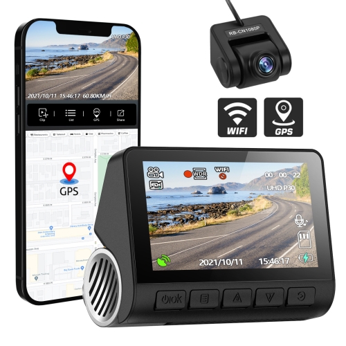 

V55 Dual-lens 2K+1080P Car Dash Camera Driving Recorder, Car Charger Version with WiFi&GPS