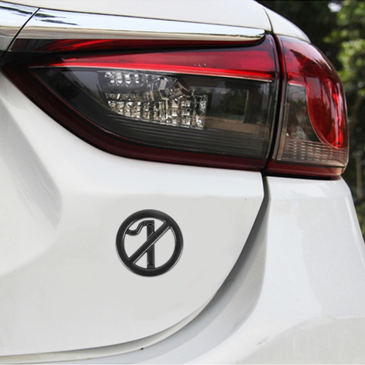 

Car No Smoking Sign Personalized Aluminum Alloy Decorative Sticker, Size: 5 x 0.33cm (Black)