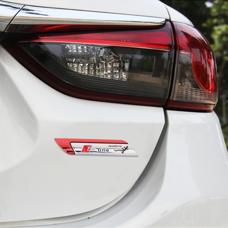 

1 Pair Car S Line Personalized Aluminum Alloy Decorative Stickers, Size: 11.5 x 2.5 x 0.5cm (Red)