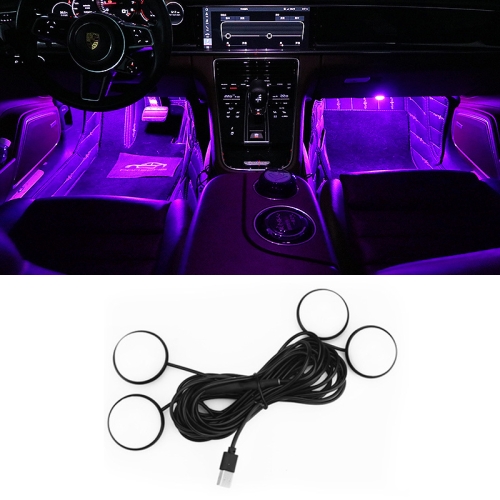 Auto 4 in 1 USB RGB Fuß LED Atmosphärenlicht (Rosa Licht)