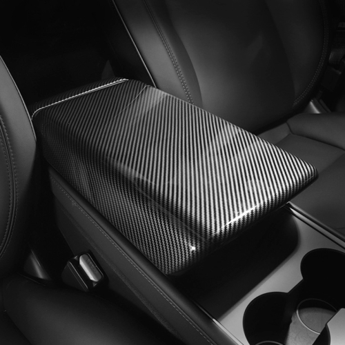 

For Tesla Model 3 / Y Car Center Console Armrest Box Carbon Fiber Pattern Protective Cover