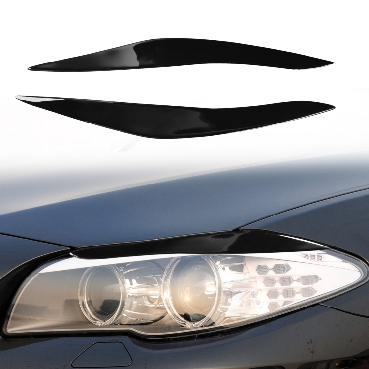 

Pair Car Lamp Eyebrow Soft Decorative Sticker for BMW 5 Series F10 2010-2013(Black)