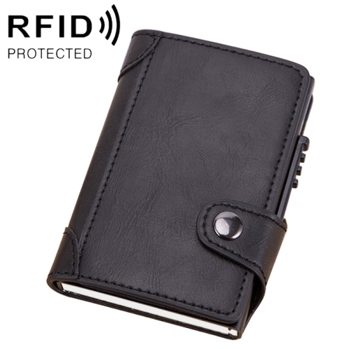 

X-51 Automatically Pop-up Card Type Anti-magnetic RFID Anti-theft PU Leather Wallet with Card Slots(Black)