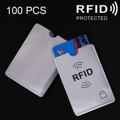 

100 PCS Aluminum Foil Card Protective Cover Case RFID Blocking Safety Shield Identity Sleeves Cards Bag, Size: 9.1*6.3cm