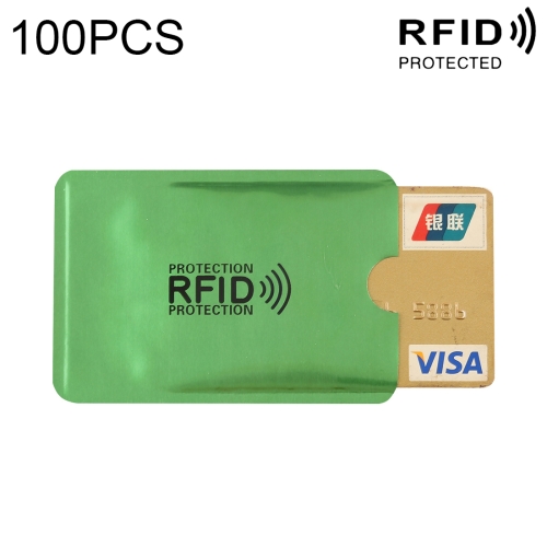 

100 PCS Aluminum Foil RFID Blocking Credit Card ID Bank Card Case Card Holder Cover, Size: 9 x 6.3cm (Green)