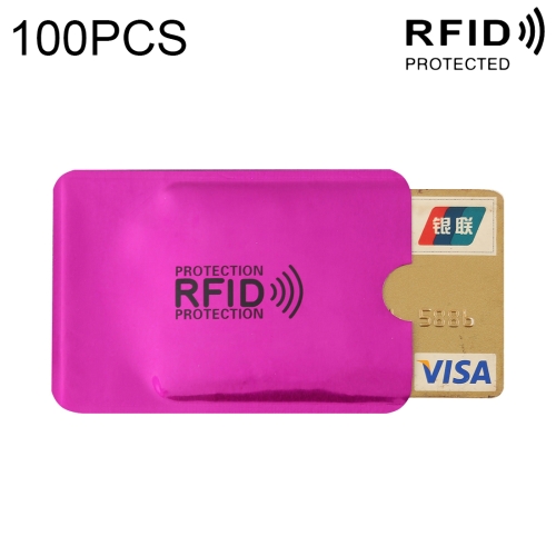 

100 PCS Aluminum Foil RFID Blocking Credit Card ID Bank Card Case Card Holder Cover, Size: 9 x 6.3cm (Purple)