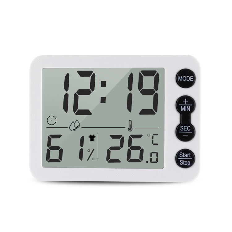 Humidity Alarm Unit TS-9606-WB Large Screen Alarm Timer Temperature Humidity Meter(White ...