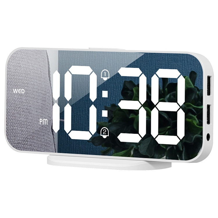 

8821 LED Mirror Dual-purpose Snooze Alarm Clock (White)