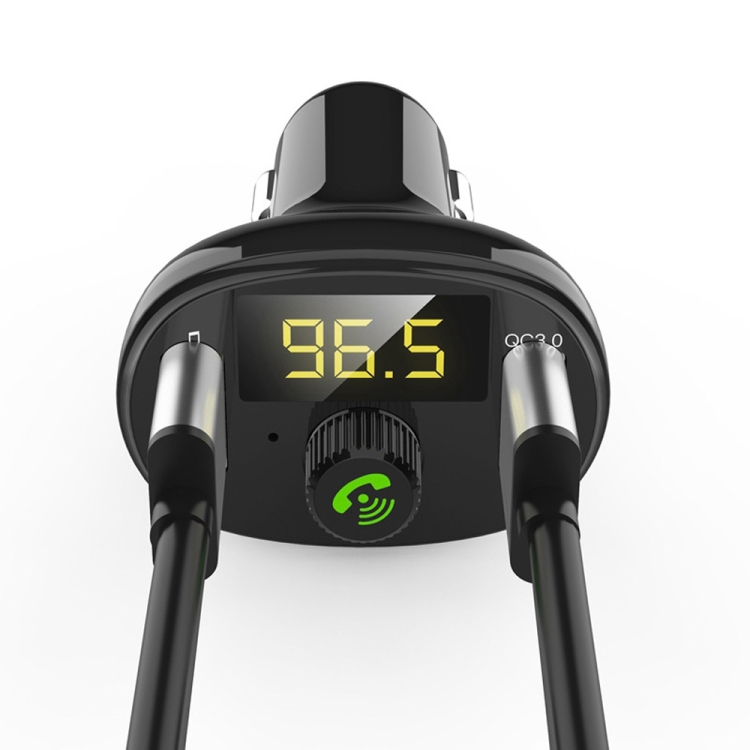 BT23 Wireless Car FM Transmitter QC 3.0 Quick Charge, Support USBx2 / Handsfree Calling(Black)