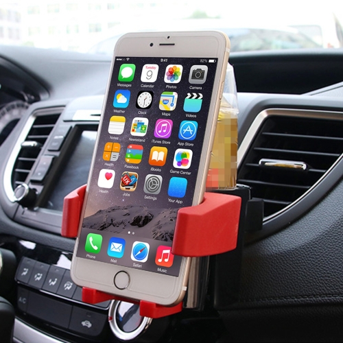 

SHUNWEI SD-1027 Car Auto Multi-functional ABS Air Vent Drink Holder Bottle Cup Holder Phone Holder Mobile Mount (Red)