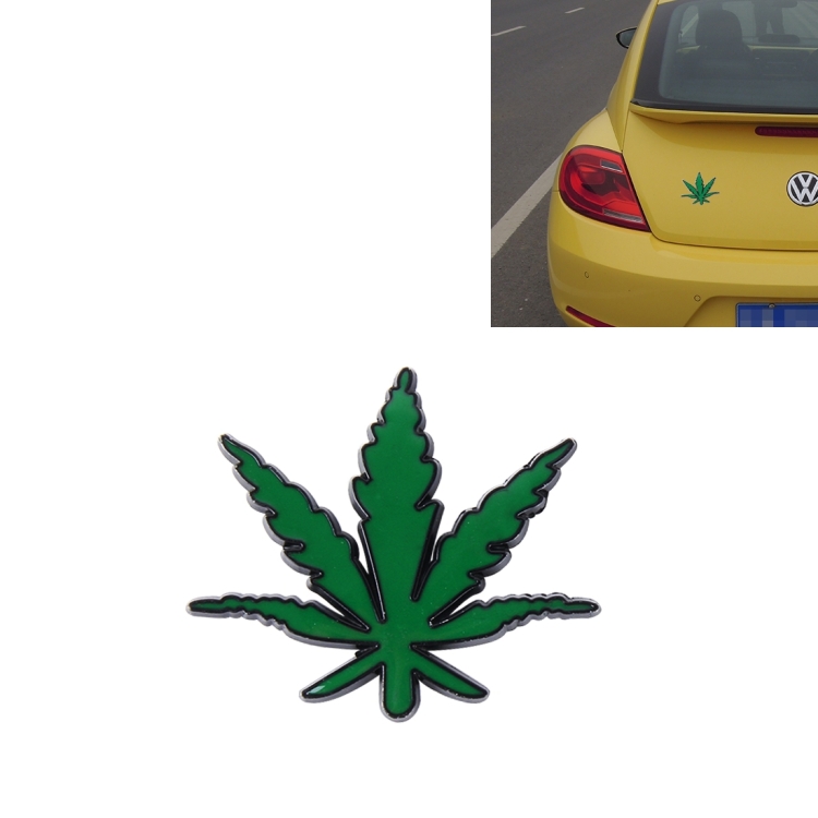 1 PCS Pure Metal Maple Leaf Car Stickers(Green)