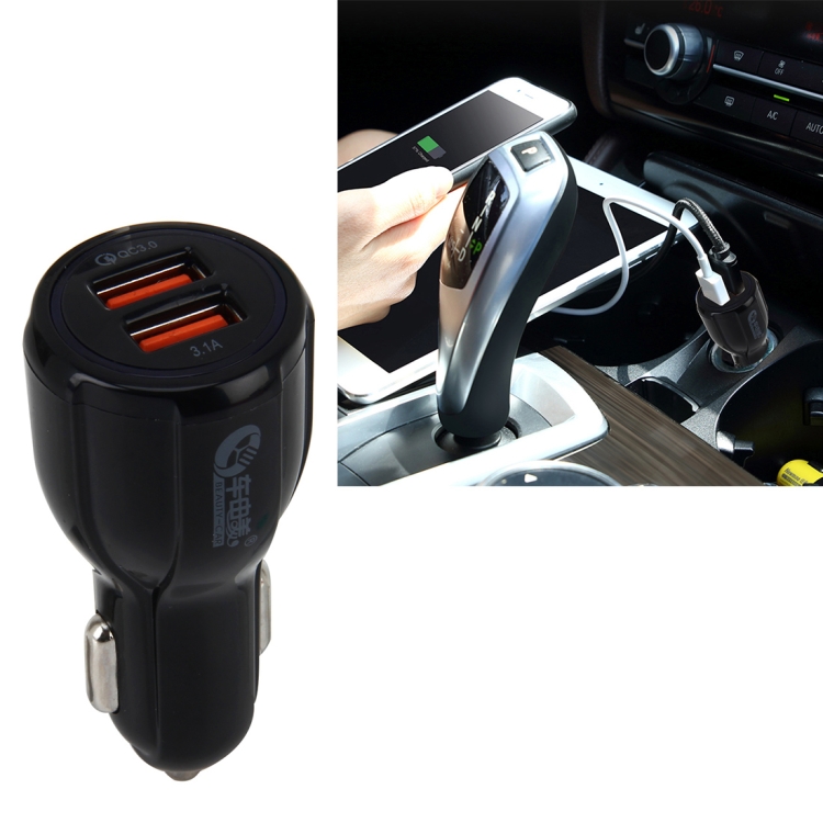 

DC 12-24V Quick Charger 3.0 Car Charger with 3.1A Car Dual USB Chargers(Black)