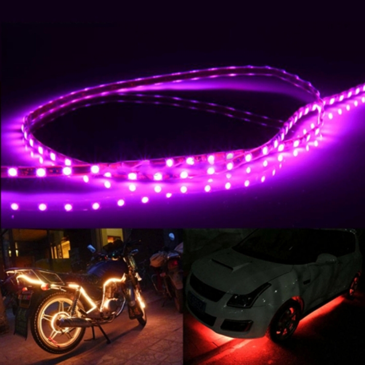 

5 PCS Flow Style 45 LED 3528 SMD Waterproof Flexible Car Strip Light for Car Decoration, DC 12V, Length: 90cm(Pink Light)