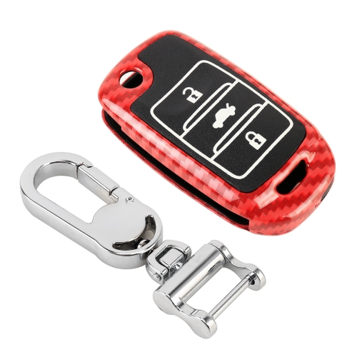 Car Key Fiber Texture Autoschlüssel-Schutzhülle für CHANGAN Folding (rot)