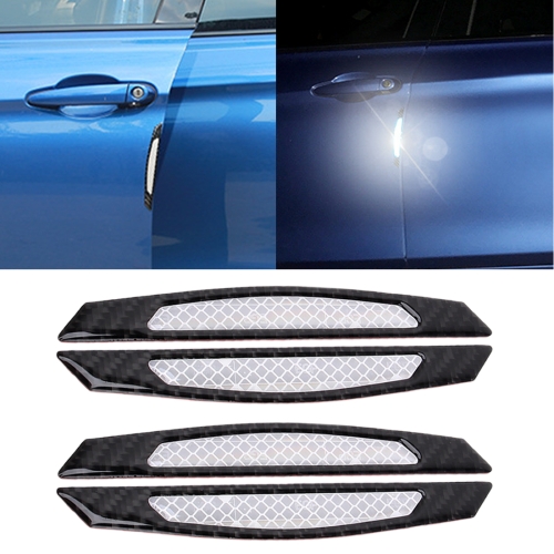 

4 PCS Carbon Fiber Car Auto Side Door Edge Guard Protection Trims Reflective Stickers(White)