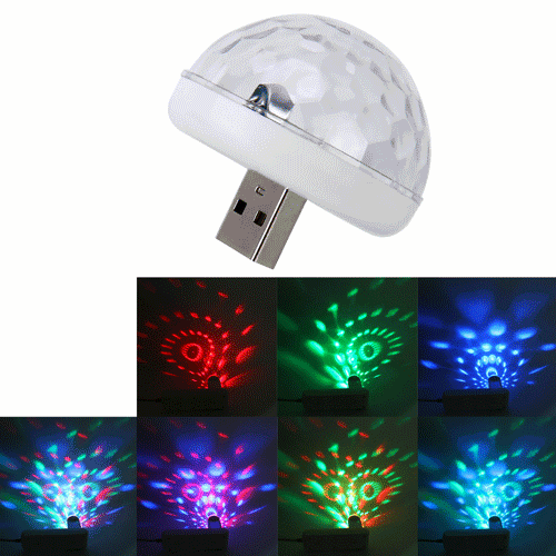 3W USB RGB Magic Ball LED Stage Lamp with USB-C / Type-C Adapter