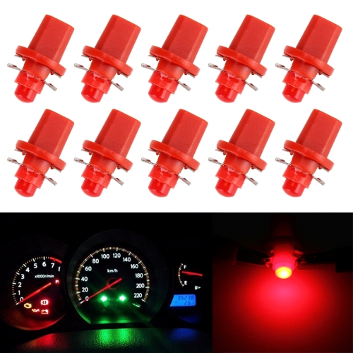 

10 PCS 0.4W B8.5 Wedge Instrument Panel COB LED Light Dashboard Gauge Cluster Indicator Lamp Bulb (Red Light)