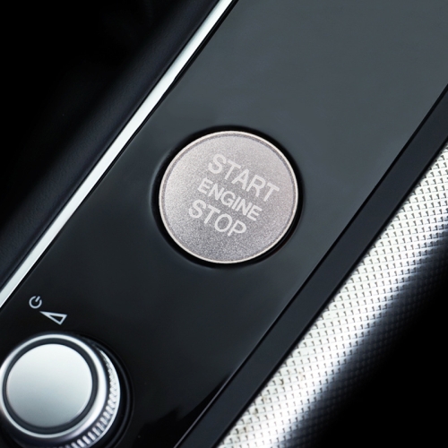 Auto Motor Startschlüssel Druckknopf Abdeckung Trimm Aluminiumlegierung  Aufkleber Dekoration für Audi (Silber)