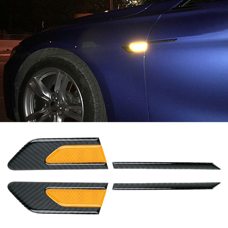 

2 PCS Carbon Fiber Car-Styling Fender Reflective Bumper Decorative Strip, Inner Reflection + External Carbon Fiber(Yellow)