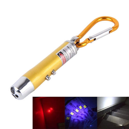 

2 PCS Portable Colorful Metal Shell Mini LED Flashlight Torch Light Laser Light Keychain Outdoor for Hiking Climbing Money Detecting(Gold)