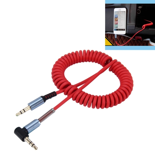 

3.5mm 3-pole Male to Male Plug Audio AUX Retractable Coiled Cable, Length: 1.5m(Red)