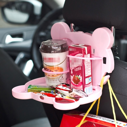 Cartoon Style Faltbarer Rücksitz Autositz Getränkehalter Rücksitz Food Tray  Storage Organizer Table (Pink)